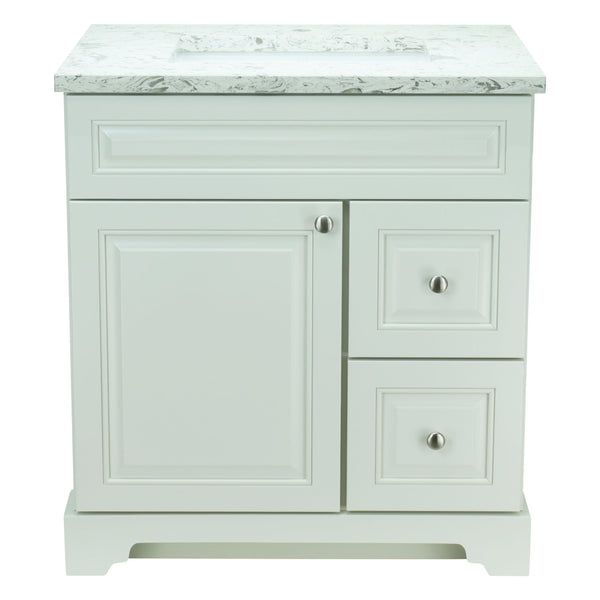 24" Antique White Damian Vanity with Milk Way Quartz