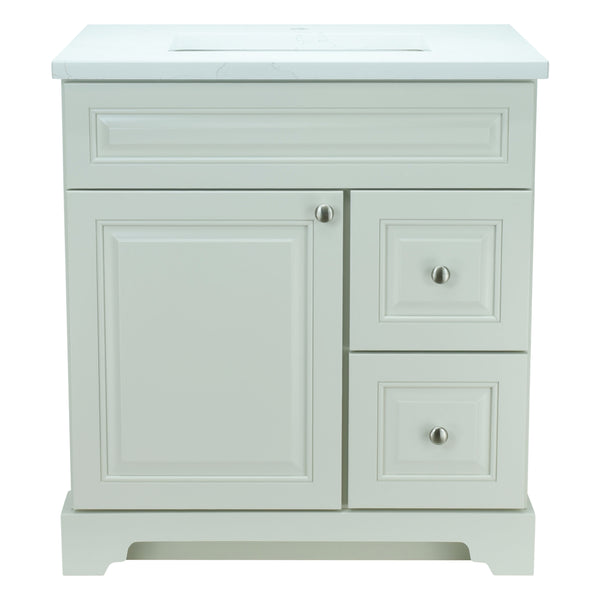 24" Antique White Damian Vanity with Classique Calcutta Quartz
