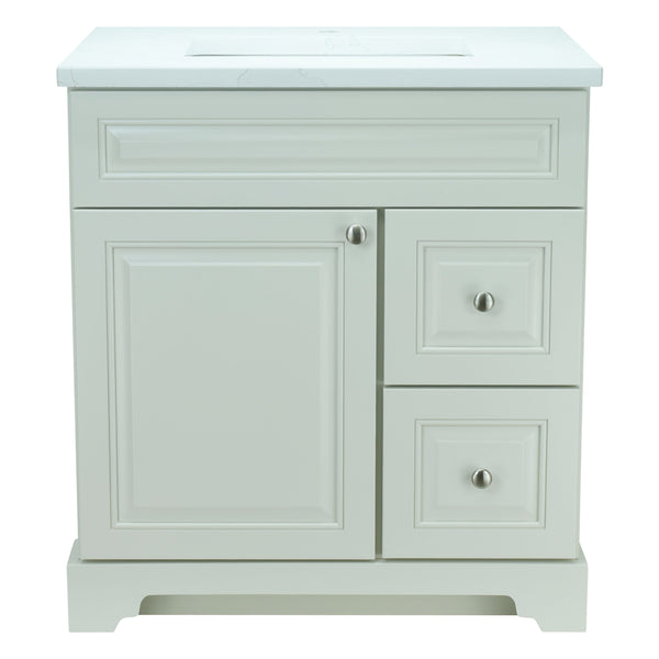 30" Antique White Damian Vanity with Classique Calcutta Quartz