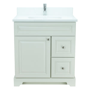 30" Antique White Damian Vanity with Classique Calcutta Quartz