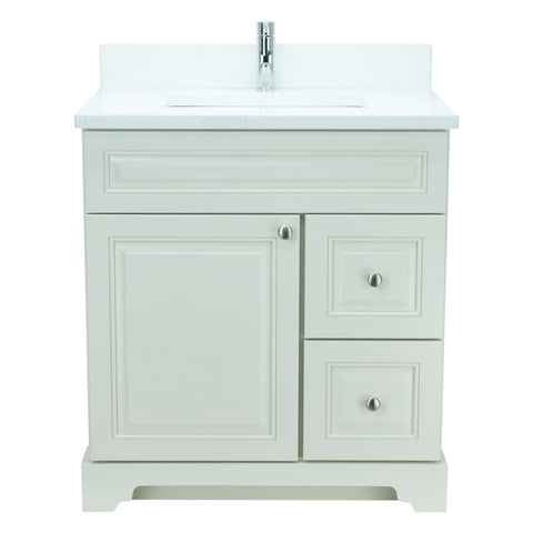 24" Antique White Damian Vanity with Classique Calcutta Quartz
