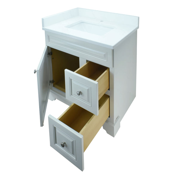 24" Antique White Damian Vanity with Classique Calcutta Quartz