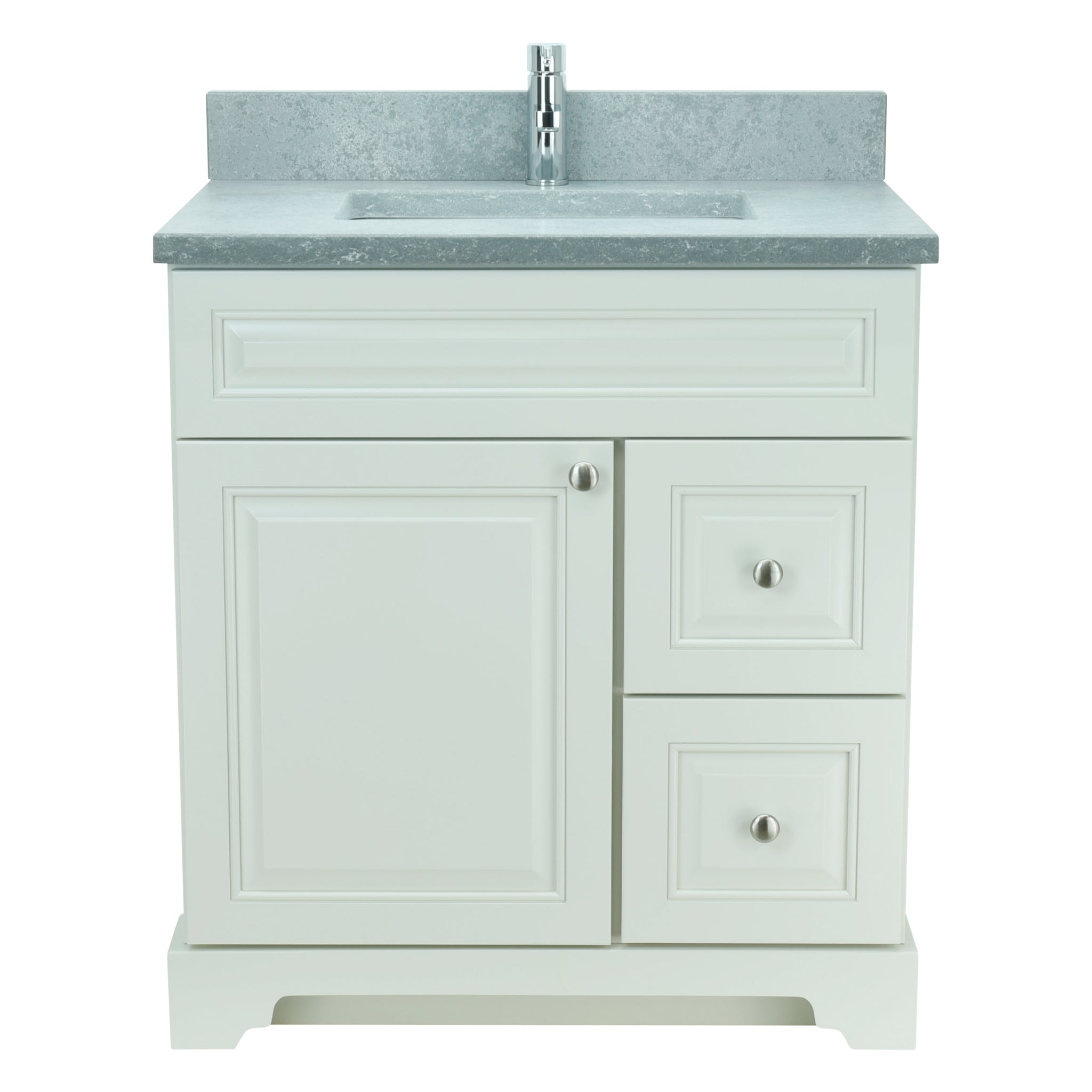 24" Antique White Damian Vanity with Concrete Leather Quartz