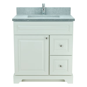 24" Antique White Damian Vanity with Concrete Leather Quartz