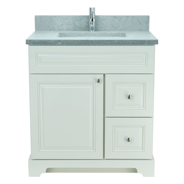 24" Antique White Damian Vanity with Concrete Leather Quartz