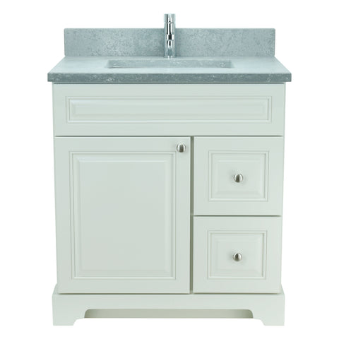 24" Antique White Damian Vanity with Concrete Leather Quartz
