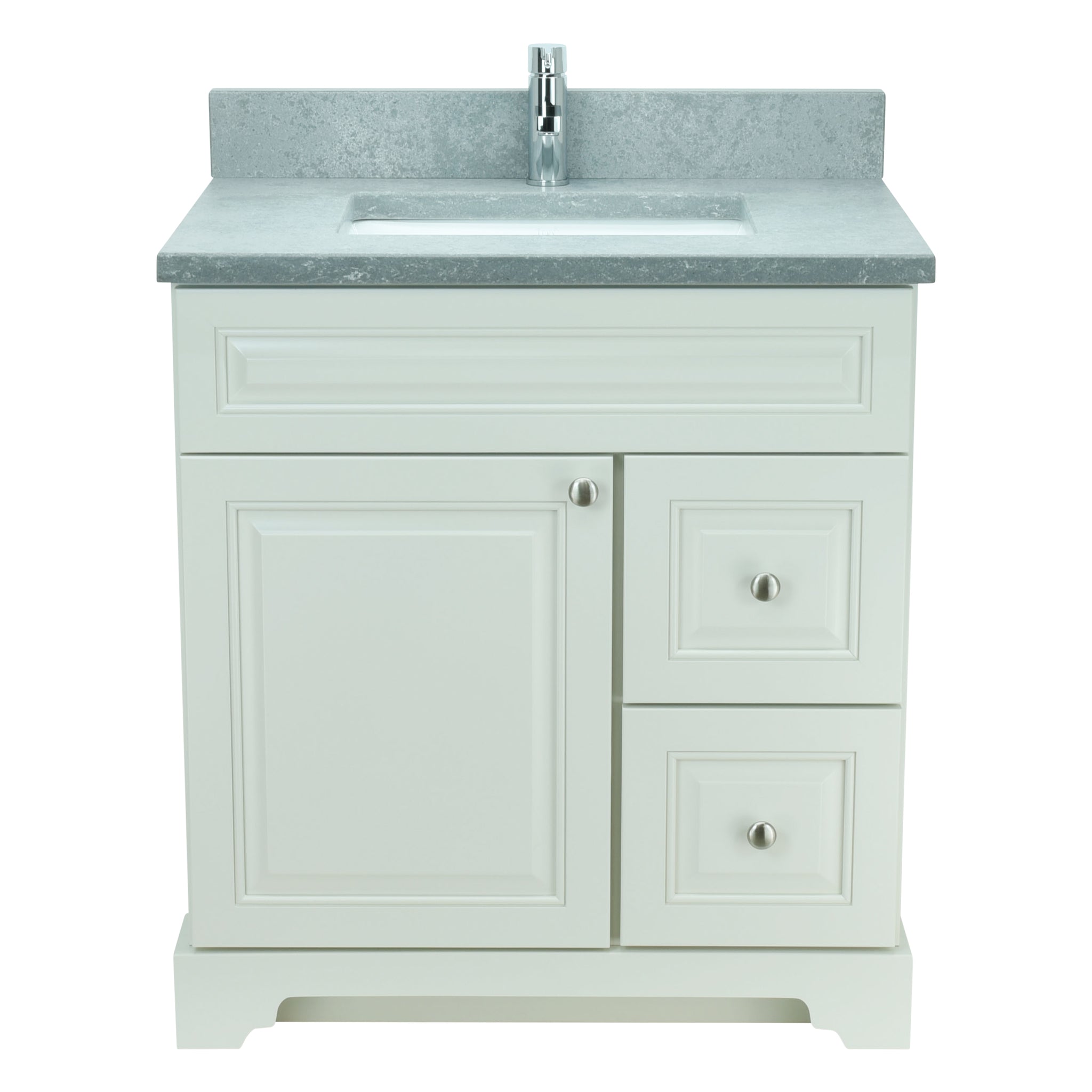 36" Antique White Damian Vanity with Concrete Leather Quartz