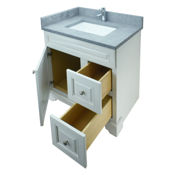 24" Antique White Damian Vanity with Concrete Leather Quartz