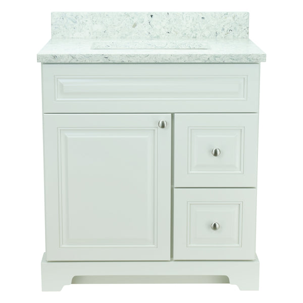 24" Antique White Damian Vanity with Topaz Quartz