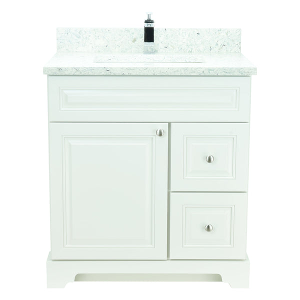 24" Antique White Damian Vanity with Topaz Quartz