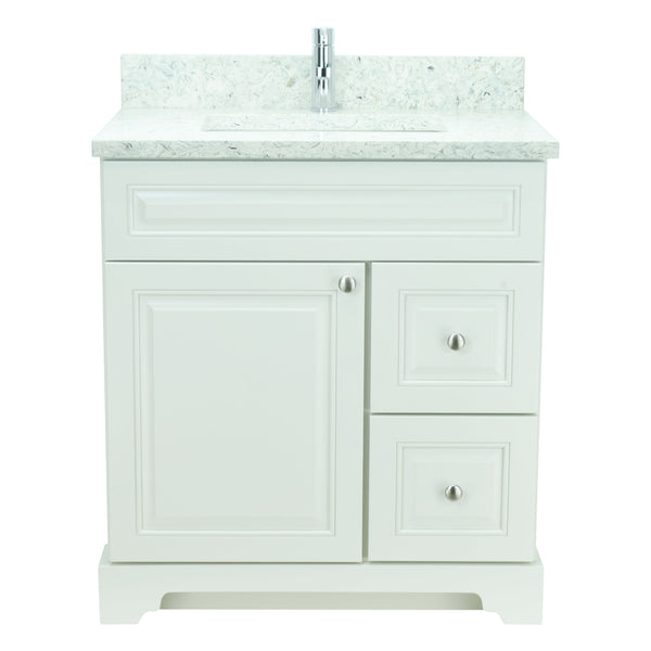 24" Antique White Damian Vanity with Topaz Quartz