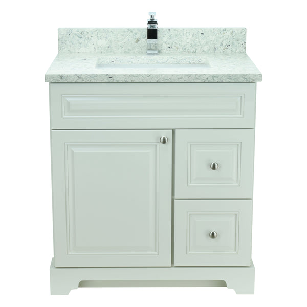 24" Antique White Damian Vanity with Topaz Quartz