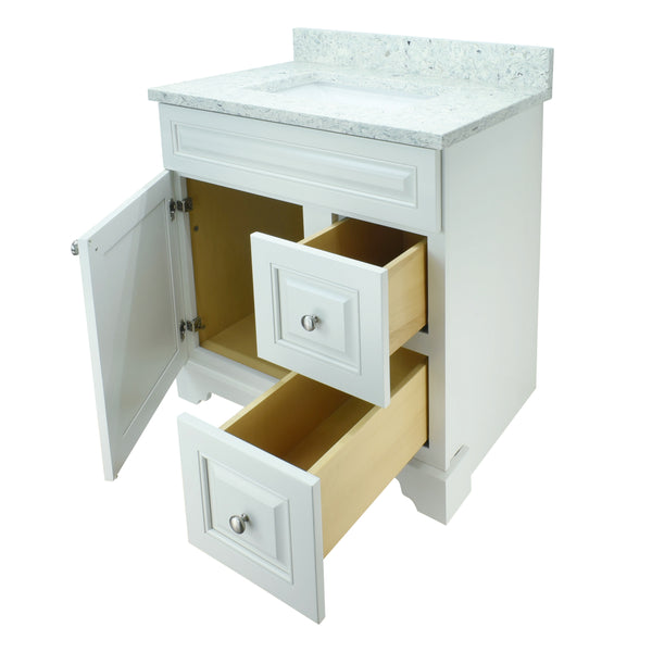 24" Antique White Damian Vanity with Topaz Quartz