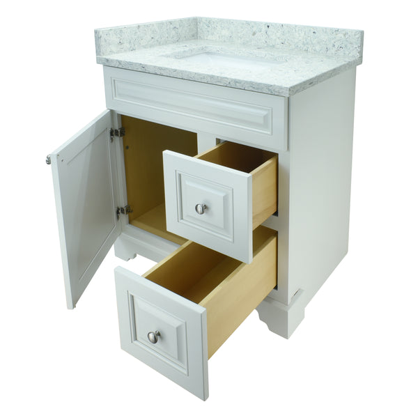 24" Antique White Damian Vanity with Topaz Quartz