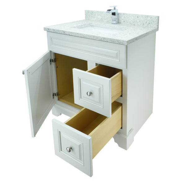 24" Antique White Damian Vanity with Topaz Quartz