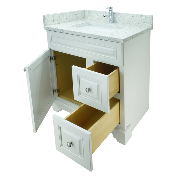 24" Antique White Damian Vanity with Topaz Quartz