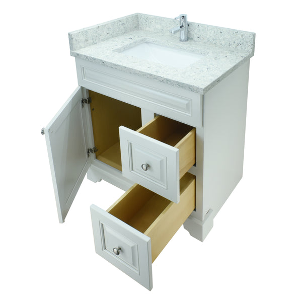 24" Antique White Damian Vanity with Topaz Quartz