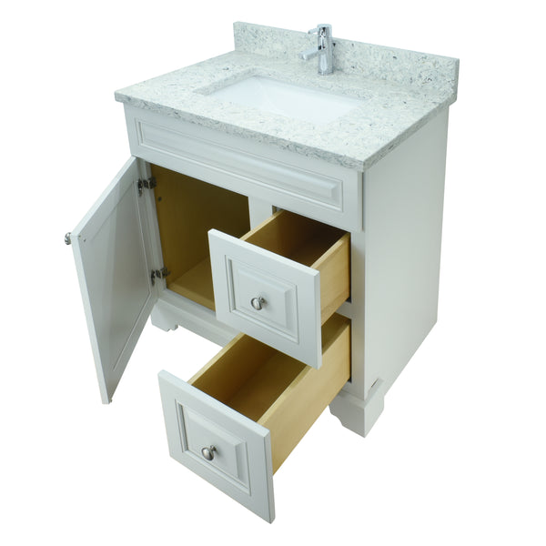 24" Antique White Damian Vanity with Topaz Quartz