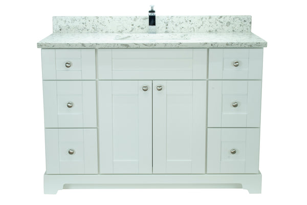 42" White Damian Vanity with Milky Way Quartz