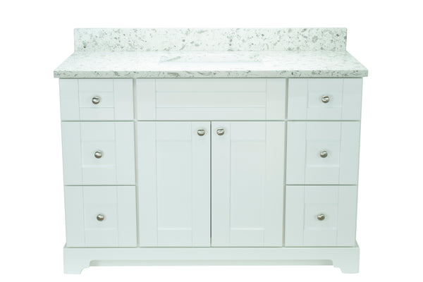 42" White Damian Vanity with Milky Way Quartz