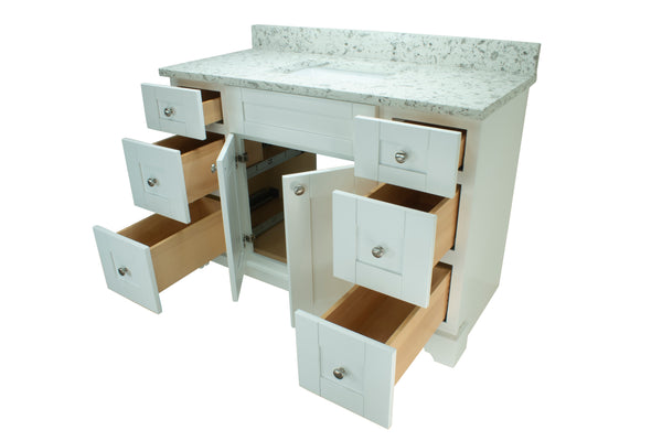 42" White Damian Vanity with Milky Way Quartz