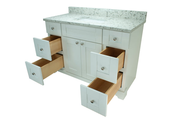 42" White Damian Vanity with Milky Way Quartz