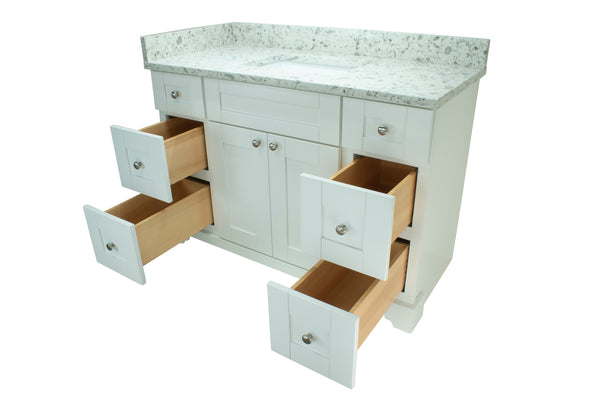 42" White Damian Vanity with Milky Way Quartz