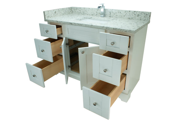 42" White Damian Vanity with Milky Way Quartz