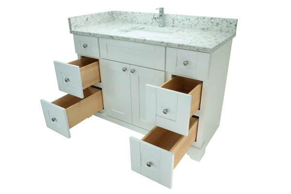42" White Damian Vanity with Milky Way Quartz