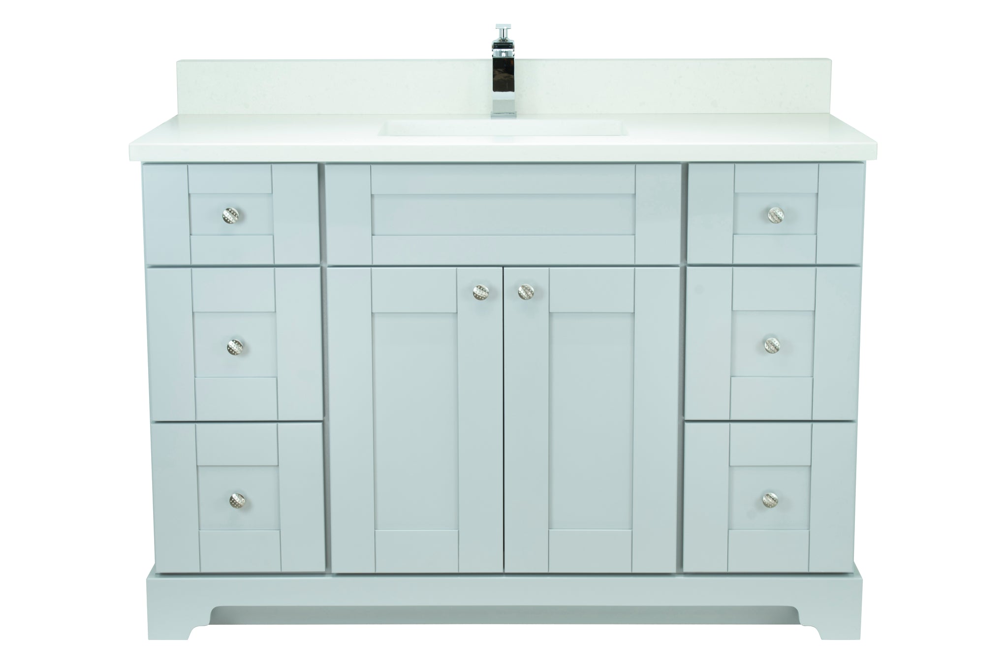 42" Grey Damian Vanity with Silk White Quartz