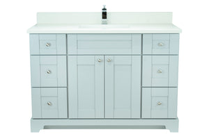 42" Grey Damian Vanity with Silk White Quartz