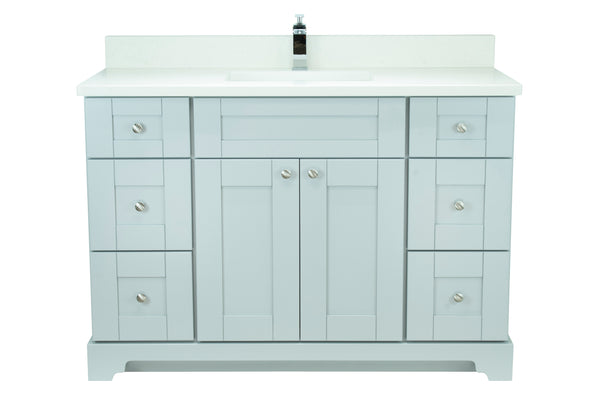 42" Grey Damian Vanity with Silk White Quartz