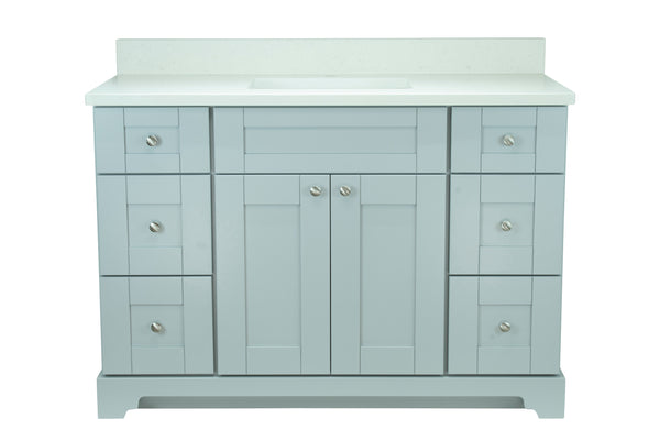42" Grey Damian Vanity with Silk White Quartz