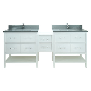 86" White Gemma Vanity with Crystal Grey Quartz
