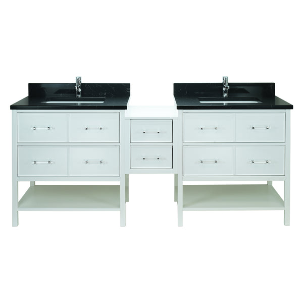 62" White Gemma Vanity with Moonlight Black Quartz
