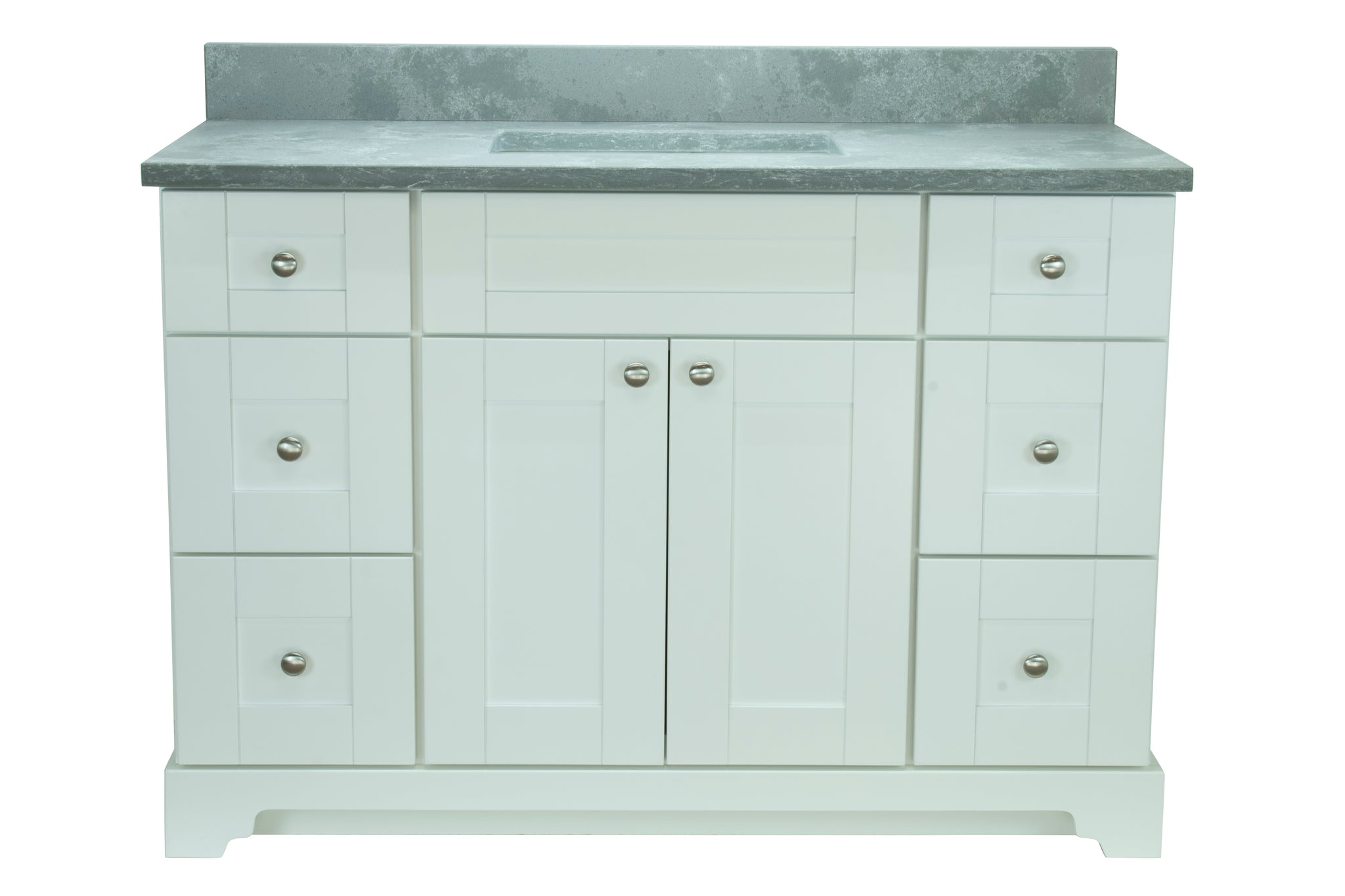 42" White Damian Vanity with Concrete Leather Quartz
