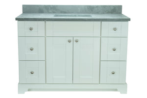 48" White Damian Vanity with Concrete Leather Quartz