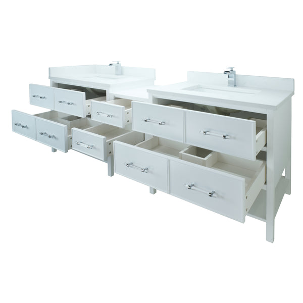 74" White Gemma Vanity with Carrera Quartz