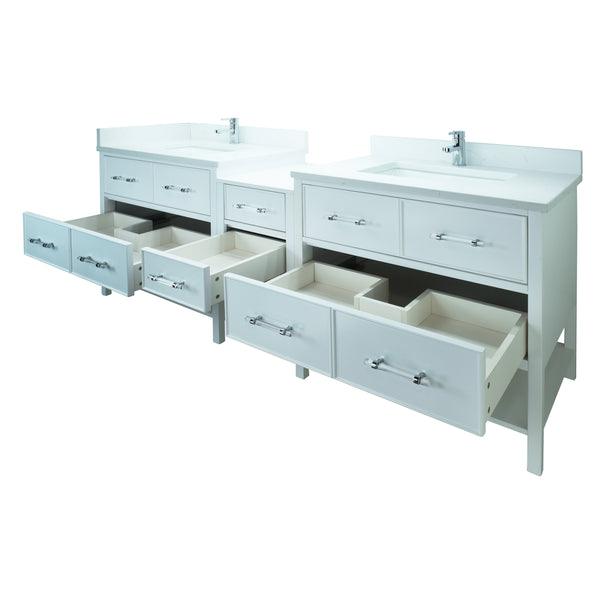 74" White Gemma Vanity with Carrera Quartz