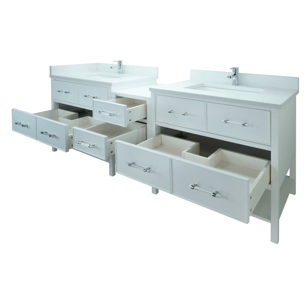 74" White Gemma Vanity with Carrera Quartz