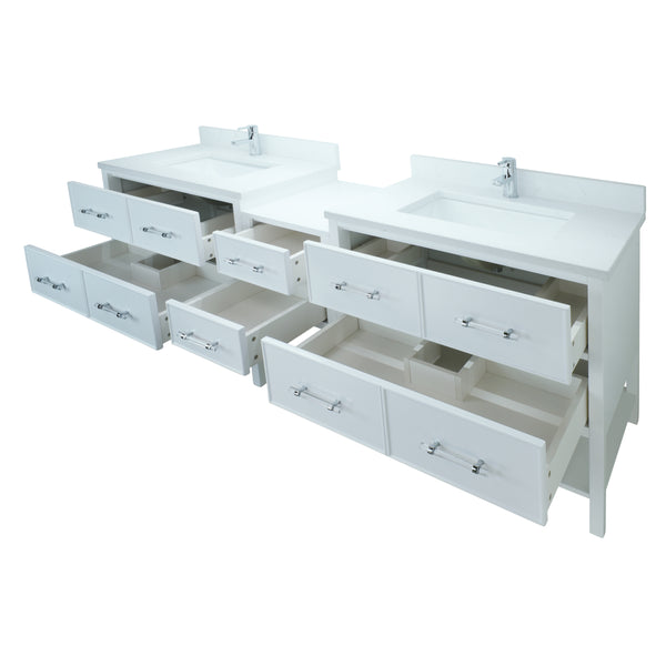 74" White Gemma Vanity with Carrera Quartz