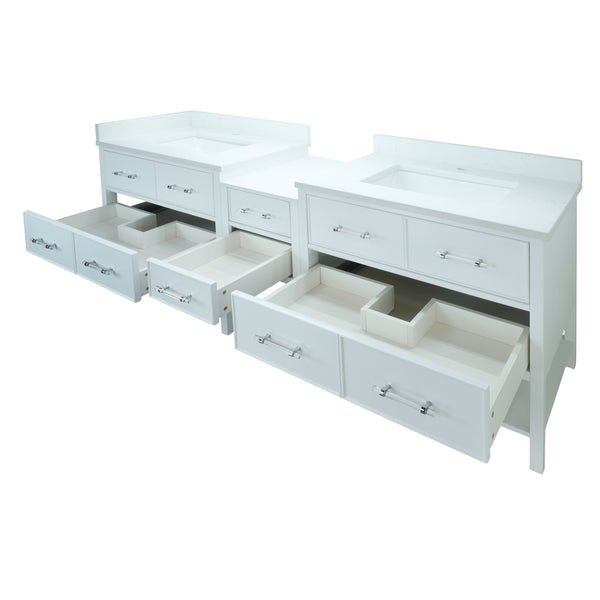 74" White Gemma Vanity with Carrera Quartz