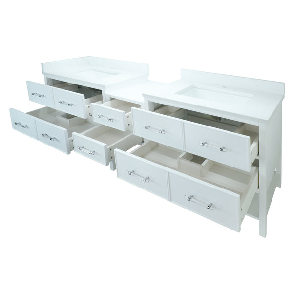 74" White Gemma Vanity with Carrera Quartz