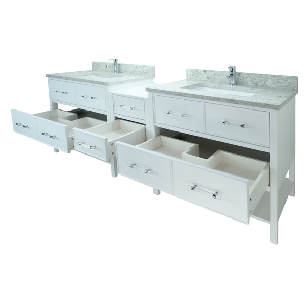 74" White Gemma Vanity with Topaz Quartz