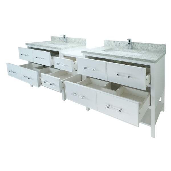 74" White Gemma Vanity with Topaz Quartz