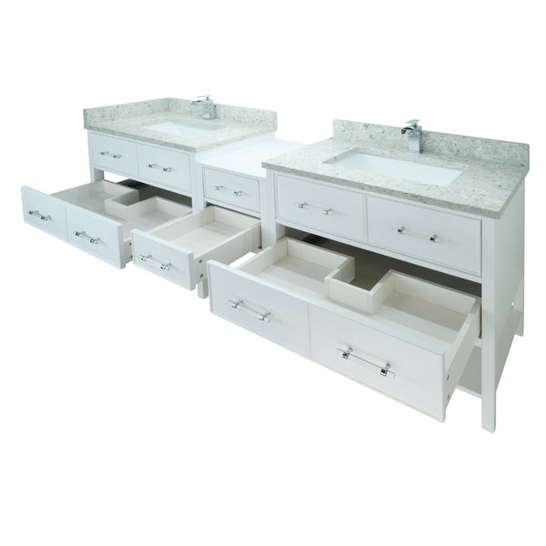 86" White Gemma Vanity with Topaz Quartz