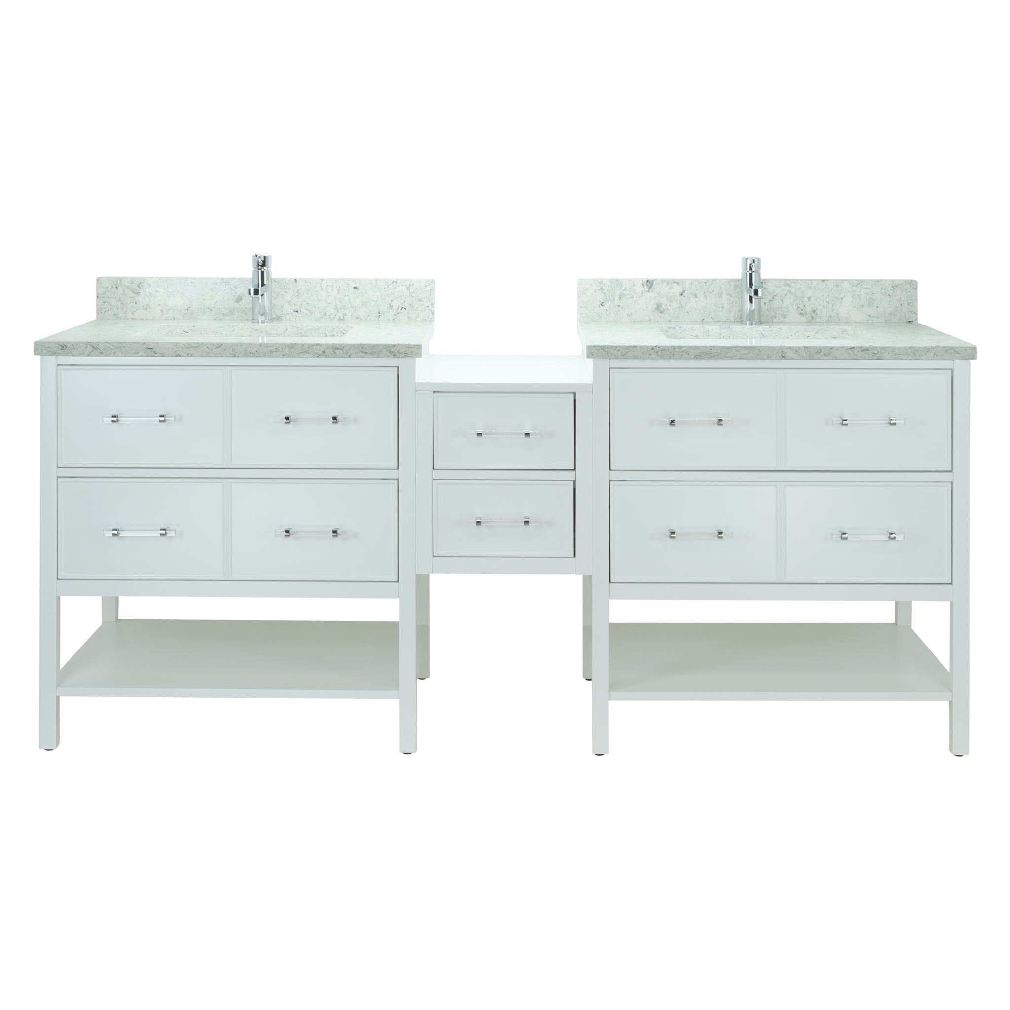 74" White Gemma Vanity with Topaz Quartz