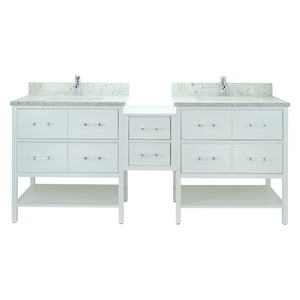 74" White Gemma Vanity with Topaz Quartz