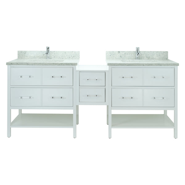 74" White Gemma Vanity with Topaz Quartz