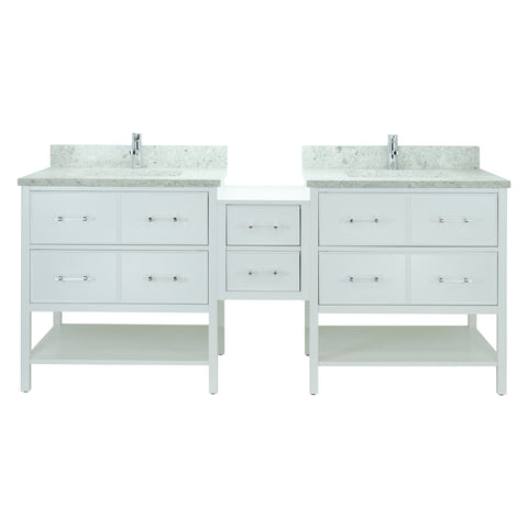 74" White Gemma Vanity with Topaz Quartz